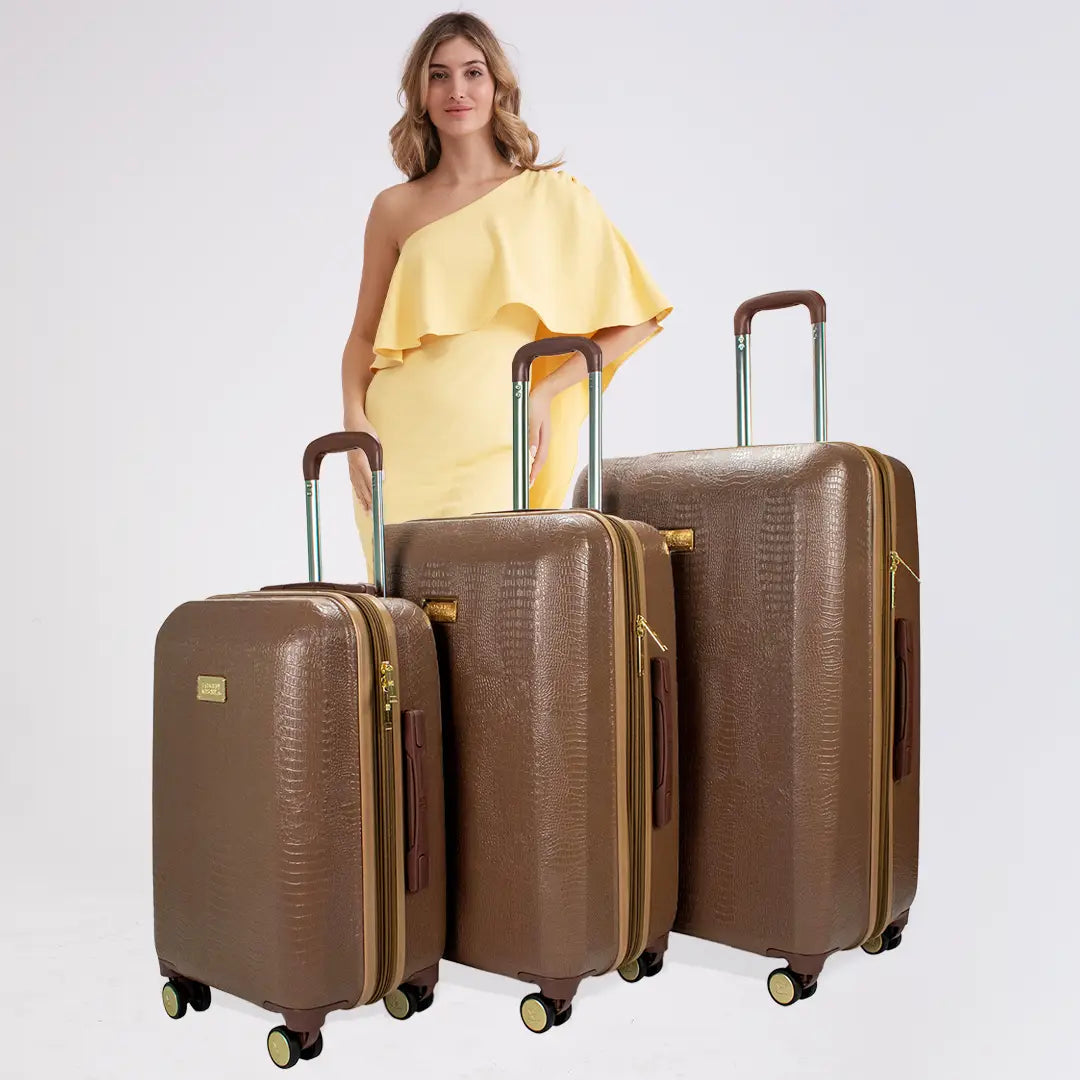 Snakeskin 3 Piece Expandable Classy Luggage Set-2