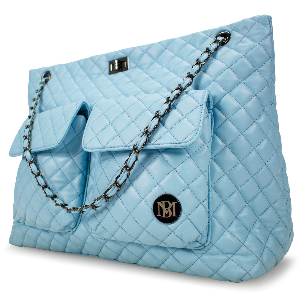 Diana Quilted Vegan Leather Weekender Tote Bag-8