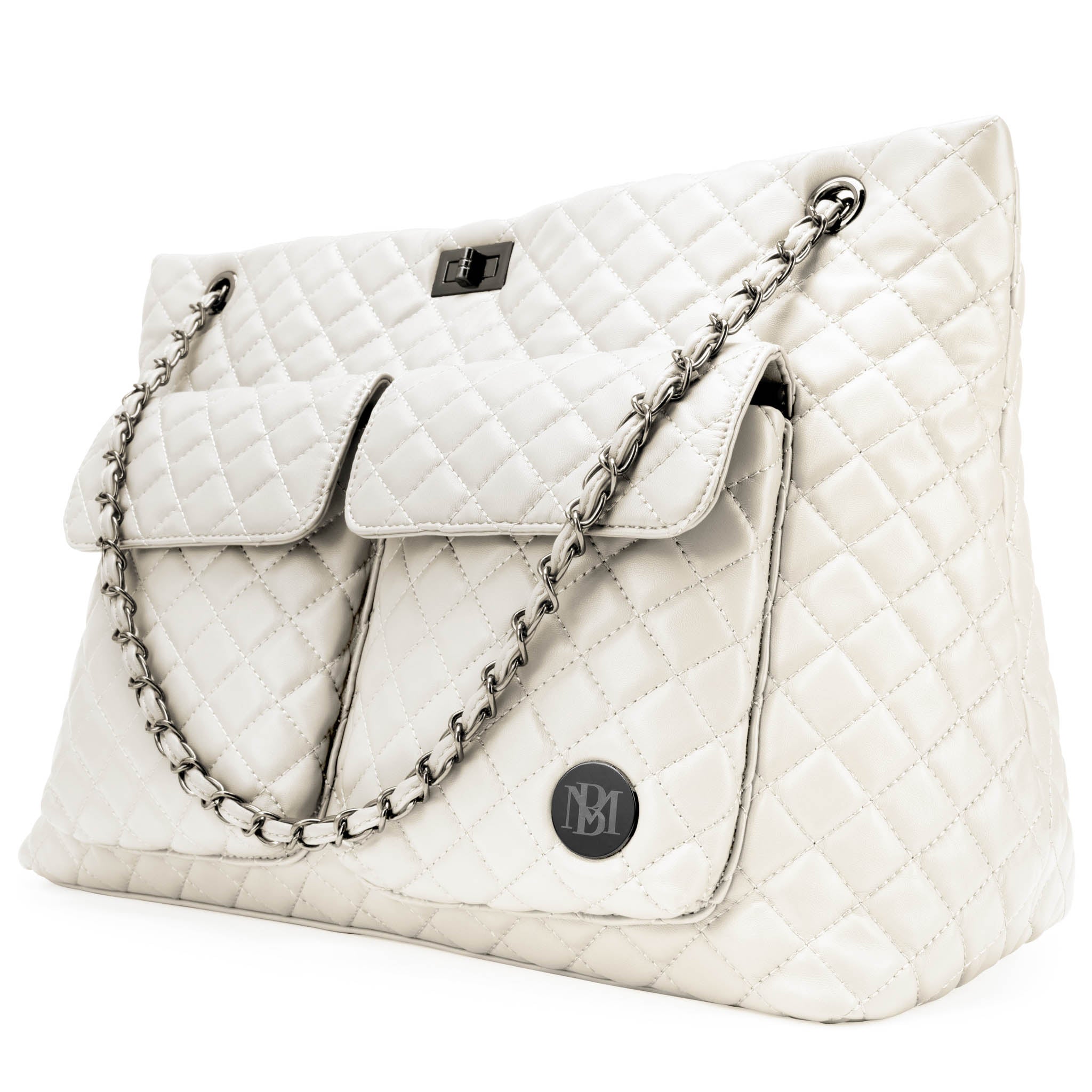 Diana Quilted Vegan Leather Weekender Tote Bag-7