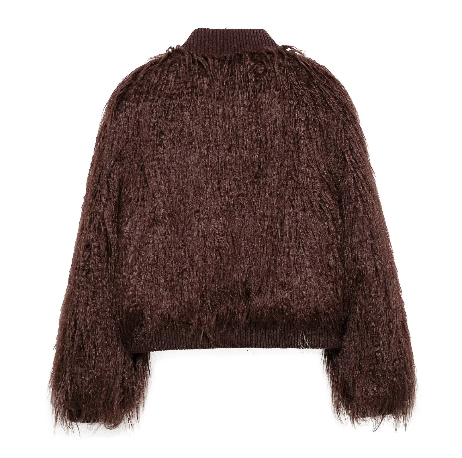 Brown Stand-Up Collar Jacket For Women, Gramercy, BYMANYC New York.-1