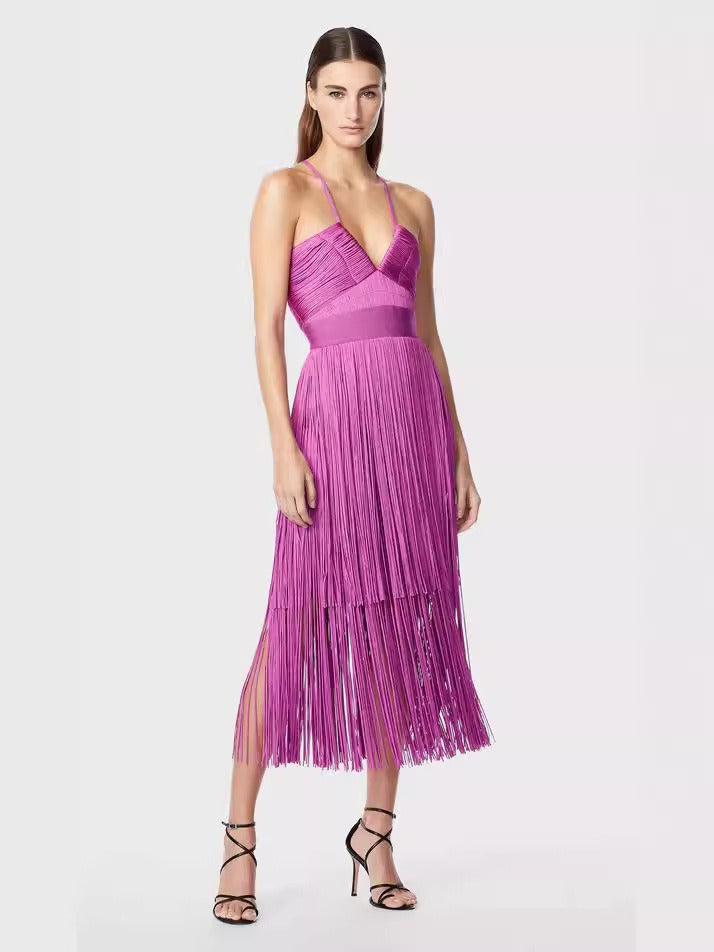 Fringe Bandage Dress With Suspender Straps For Women, Tribeca, BYMANYC New York.-3
