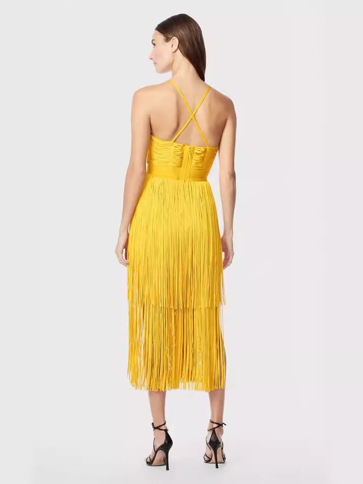 Fringe Bandage Dress With Suspender Straps For Women, Tribeca, BYMANYC New York.-4