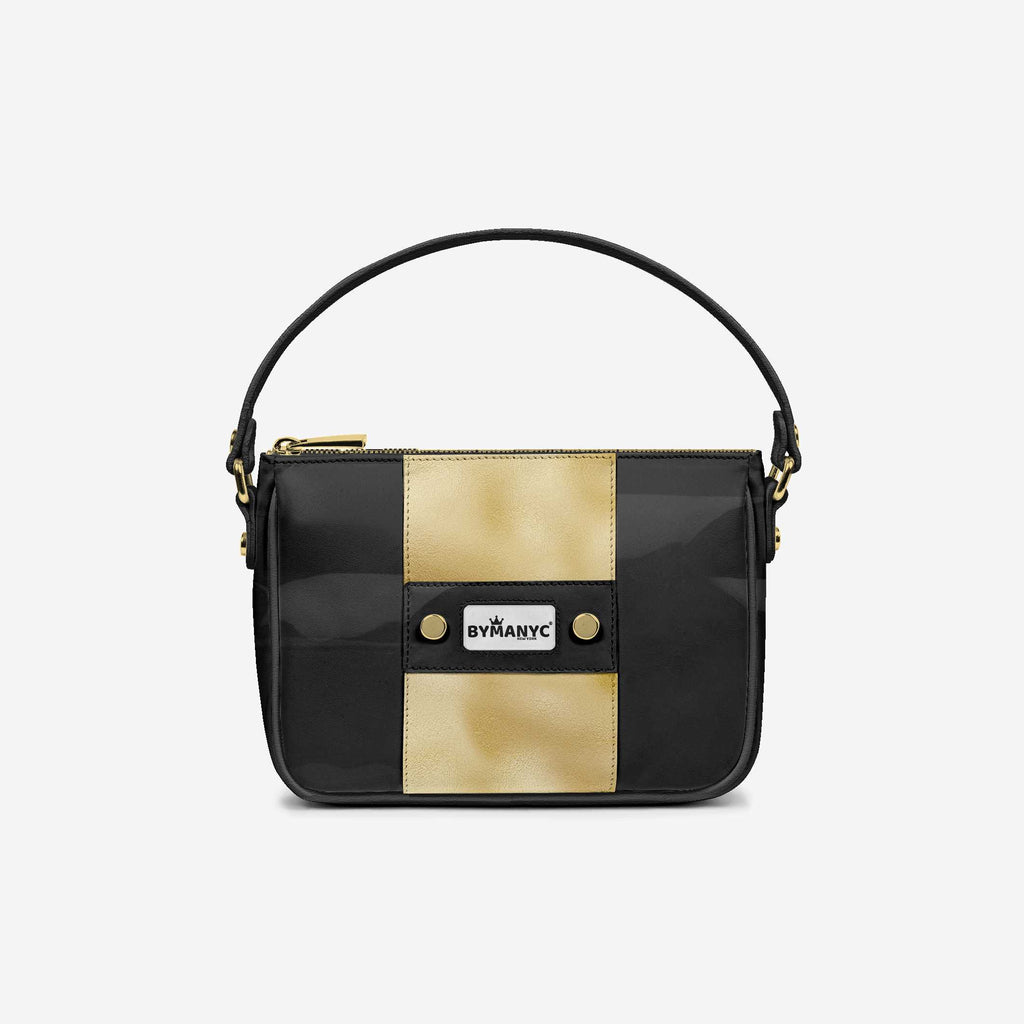 Handbag BYMANYC ® New York – Couture Vegan Vertical Band in Black & Gold Luxe-1