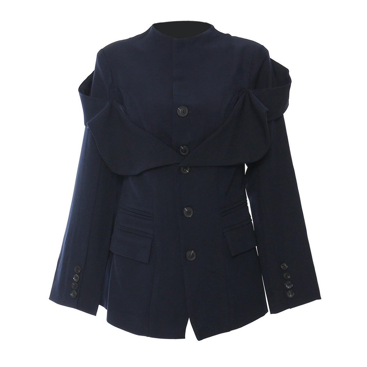 Irregular-Cut Suit Jacket For Women Deep Blue, Wall Street, BYMANYC New York.-4