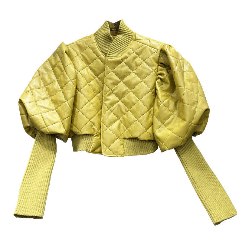 Knitted Faux-Leather Jacket For Women, Greenwich Village, BYMANYC New York.-0