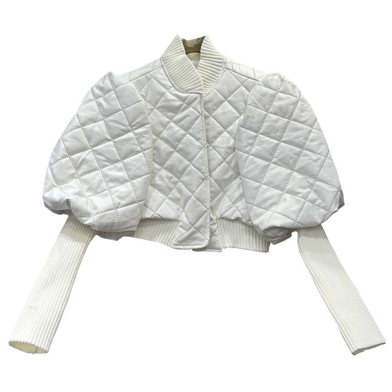 Knitted Faux-Leather Jacket For Women, Greenwich Village, BYMANYC New York.-1