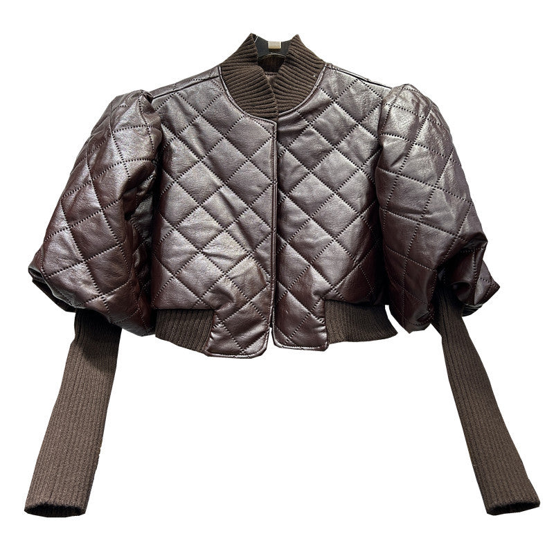 Knitted Faux-Leather Jacket For Women, Greenwich Village, BYMANYC New York.-2