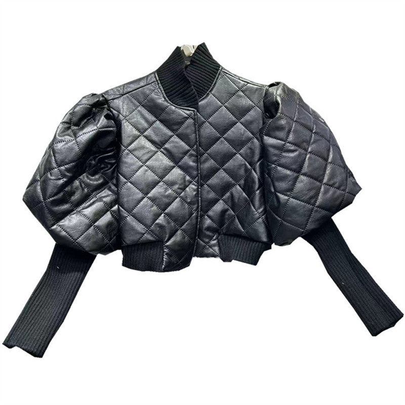 Knitted Faux-Leather Jacket For Women, Greenwich Village, BYMANYC New York.-3