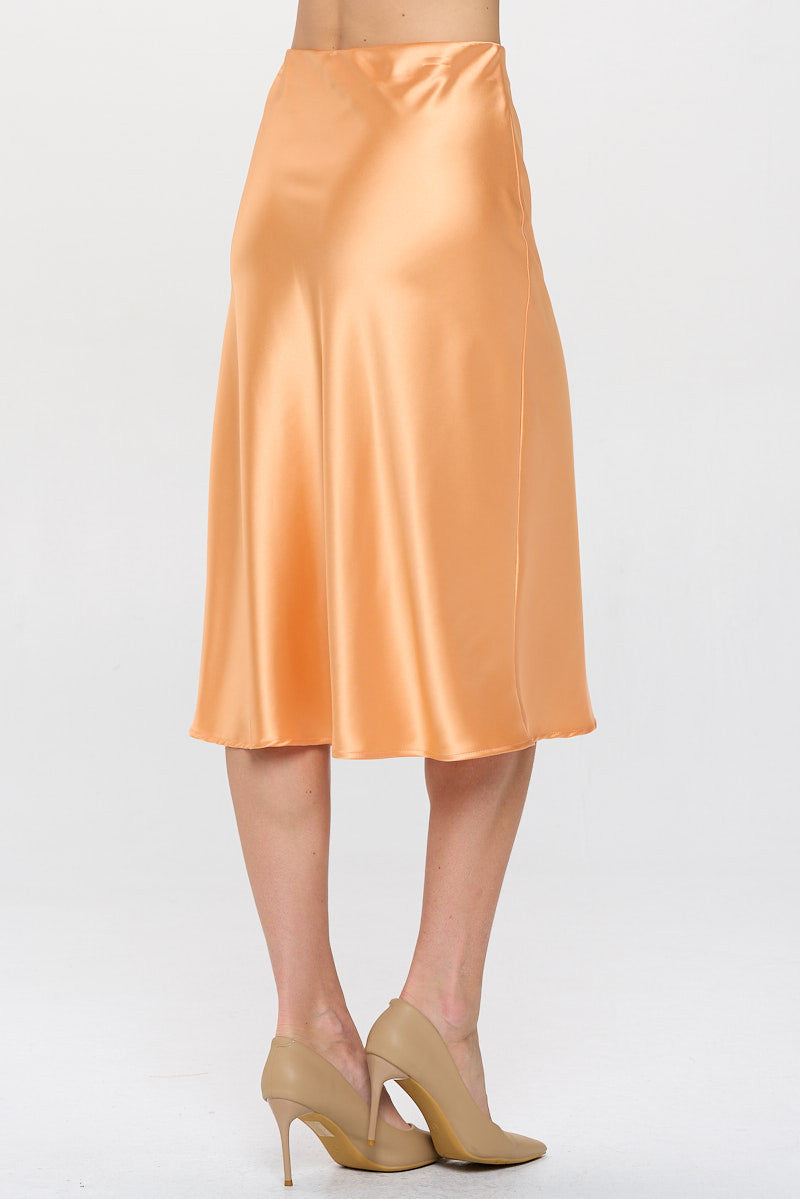 Solid Satin Midi Skirt-2