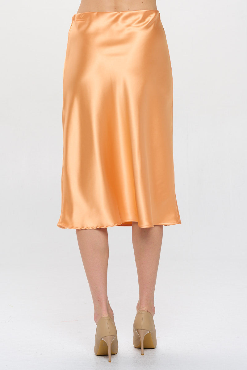Solid Satin Midi Skirt-3