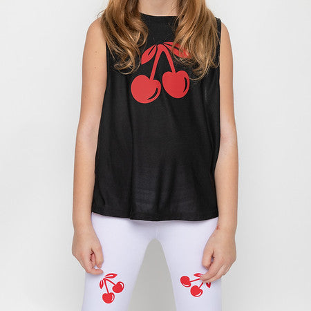 Cherries White Leggings-1