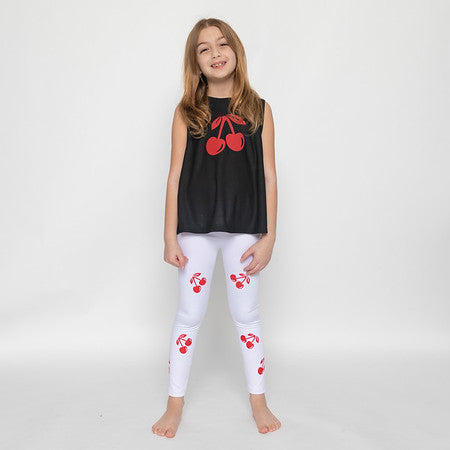 Cherries White Leggings-0
